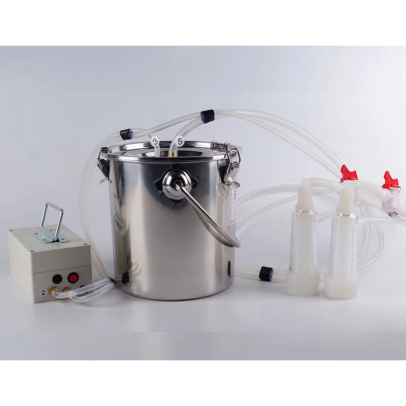 

220V 7L Cow Goat Sheep Milker Stainless Steel Bucket Suction Milker Household Milking Machine