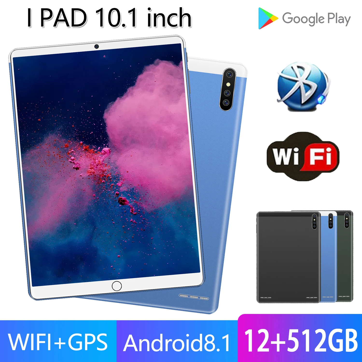 Tablet PC Pad H18 12GB RAM 512GB ROM WIFI GPS 3 HD Cameras 10 Core Google Play WPS Office 4G LTE 5G 10.1Inch Tabltte PC Pad