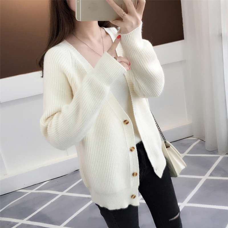 

Fall Vintage Cardigan Knitted Sweater Autumn 2020 ig size Harajuku Knit Coat Women Knitwear Short Casual Female Sweaters