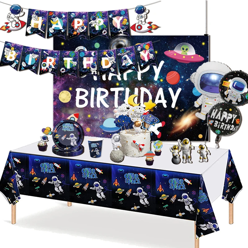 Одноразовая посуда серии Вселенная тарелка со звездами и небом для детей