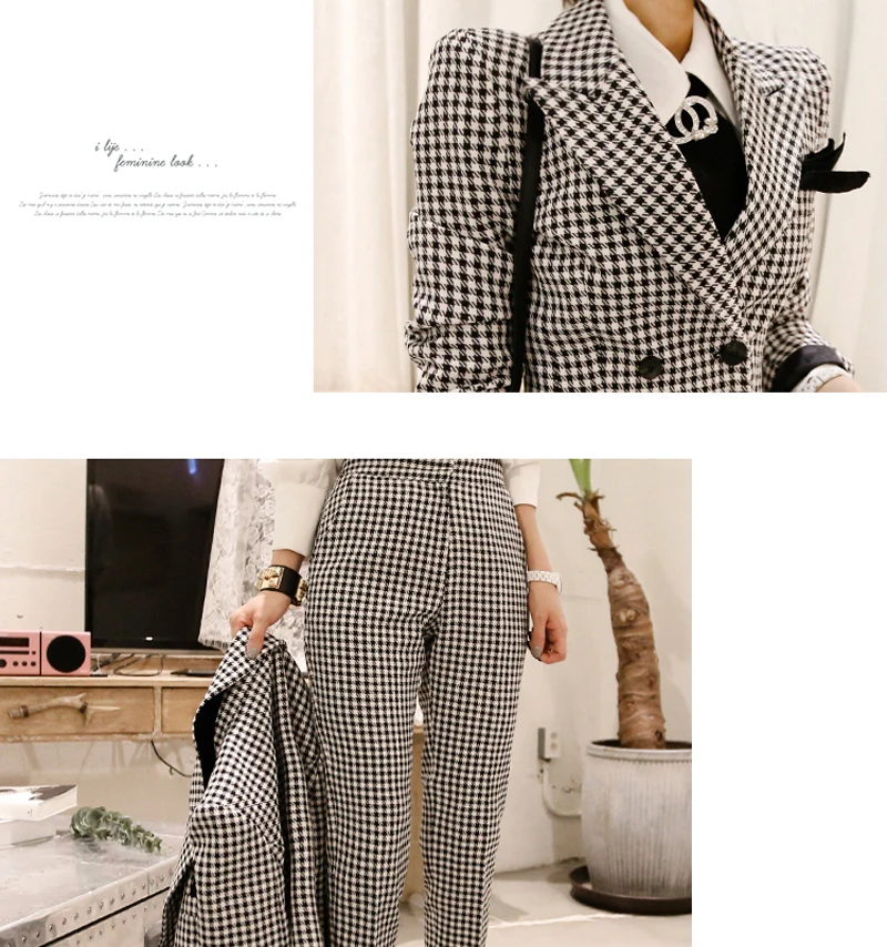 Женский офисный брючный костюм Mozuleva пиджак и брюки до щиколотки клетчатый