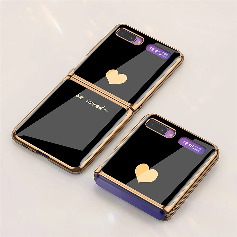 Chapeamento de Vidro Case de Telefone Escudo para Samsung Fino Bonito Capa Protetora Traseira Anti-queda Galaxy z Flip – F7000 F7070