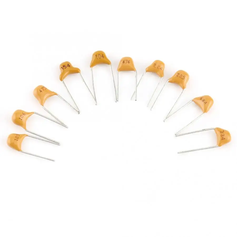500 шт. 10 видов монолитные многослойные керамические конденсаторы 0 1 мкФ ф с