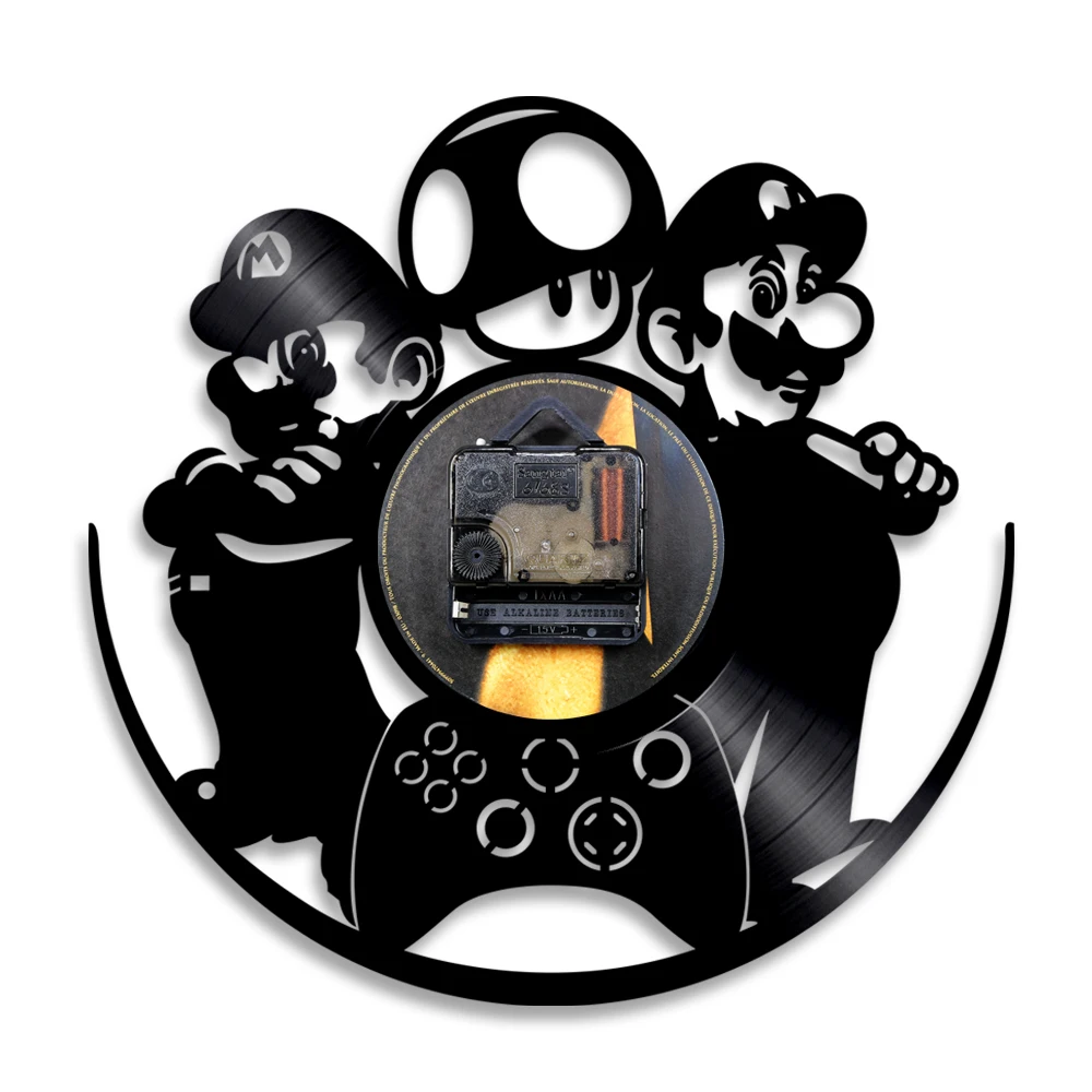 Classic Video Game Wall Art Clock Vintage Vinyl Record Room Decor Retro 80s Gift For Boys | Дом и сад