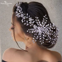 bridal wedding headbands crystal rhinestone bride hair accessories handmade hairband beads decoration hair comb for women