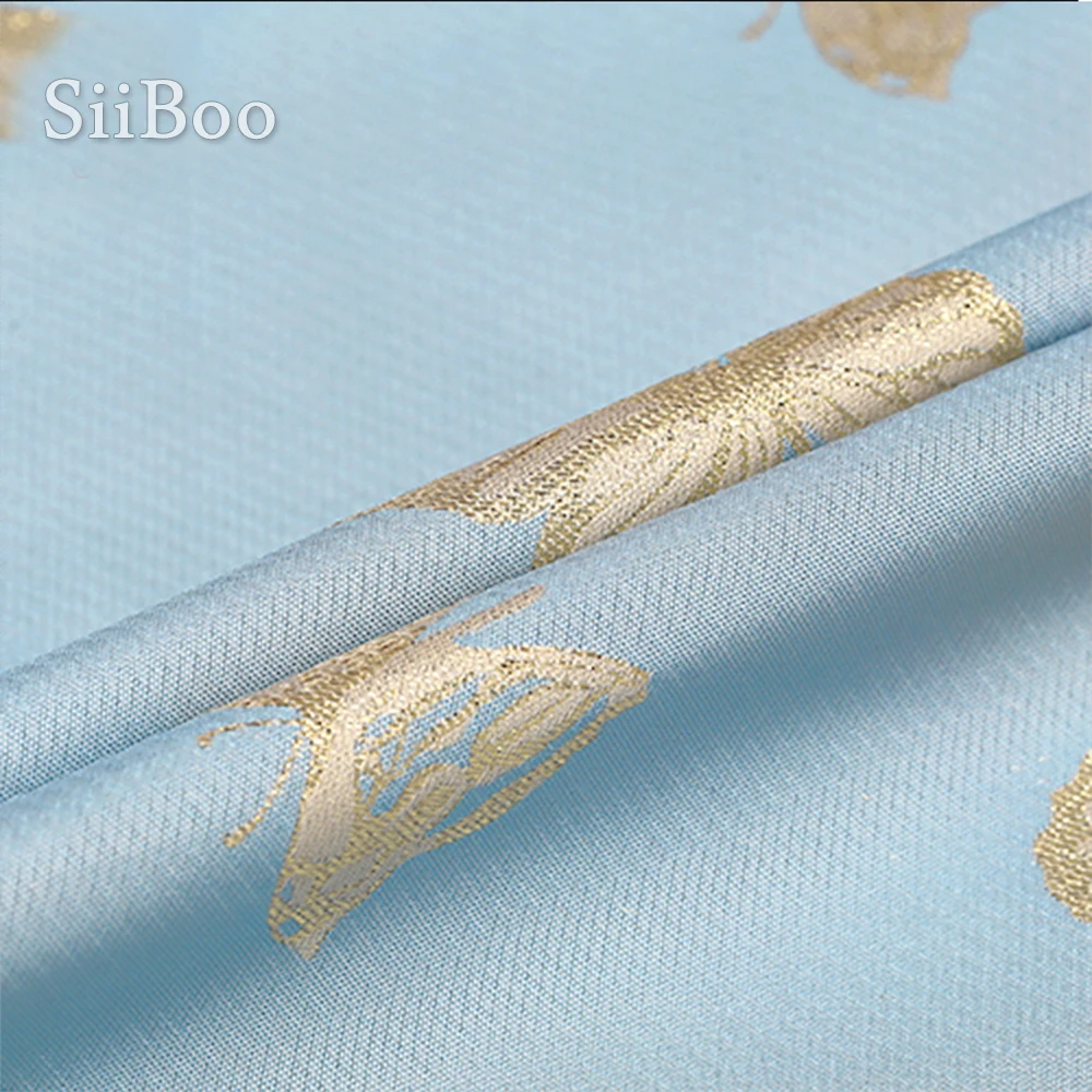 Американский стиль синяя Золотая Бабочка жаккардовая парча ткань для весеннего