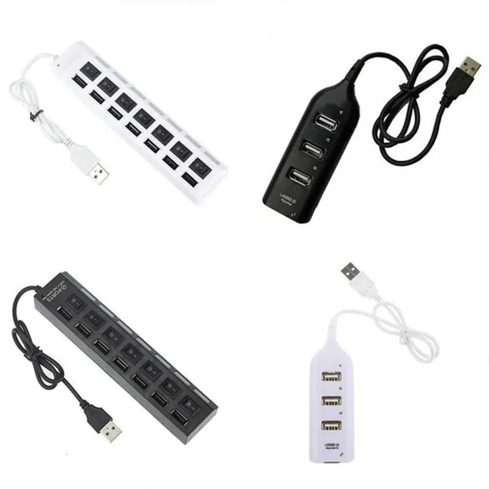 7 портов s usb хаб светодиодный USB 2 0 адаптер Hub Высокоскоростной многопортовый