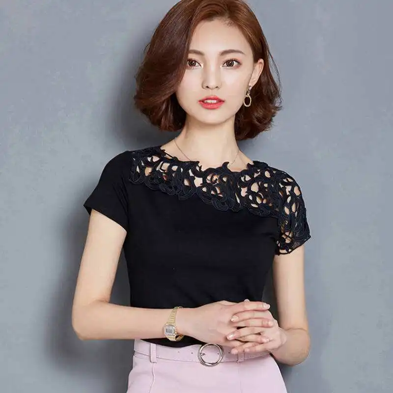 

Fashion Women Tops T-shirts Female 2019 black Summer