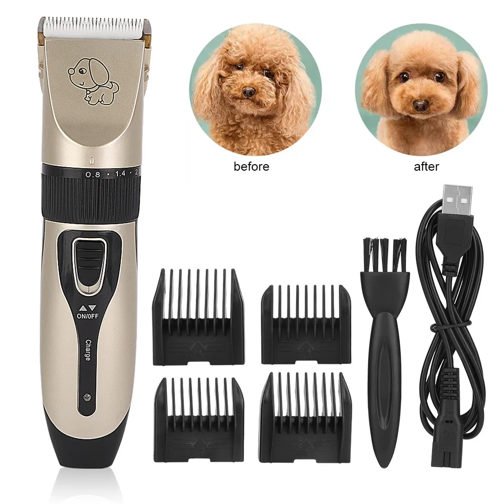 

Rechargeable USB Electric Low-noise Animal Pet Dog Cat Hair Clipper Remover Cutter Trimmer Shaver Grooming Machine