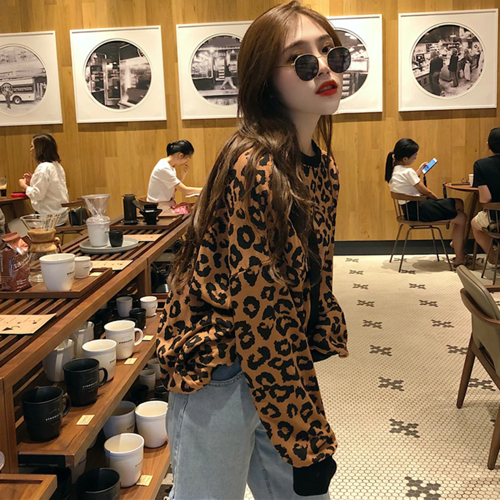 Hoodies Women Pullovers Sweatshirts Fashion Women Autumn Winter Long Sleeve Blouse Leopard Print Loose Sweatshirt толстовка 2020