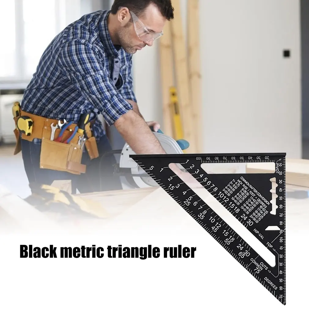 

Angle Ruler 7/12 inch Metric Aluminum Alloy Triangular Measuring Ruler Woodwork Speed Square Triangle Angle Protractor