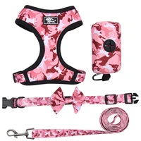 dogs harness vest camouflage pet chest strap leash and collar set for small medium dogs accessories with poop bag dispenser