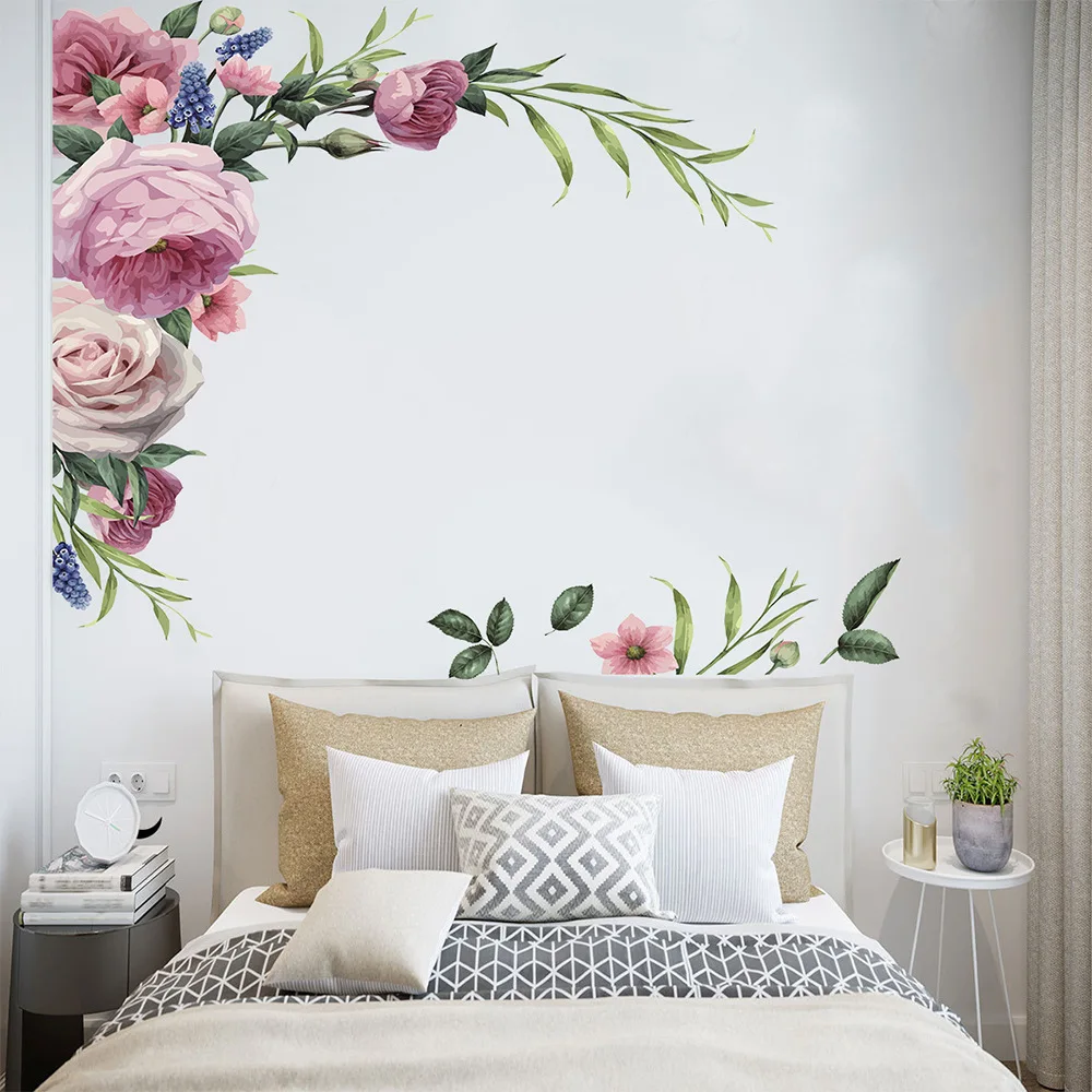 Новый угловой цветок пиона Wallsticker эко стена роспись для Гостиная Спальня удаляет
