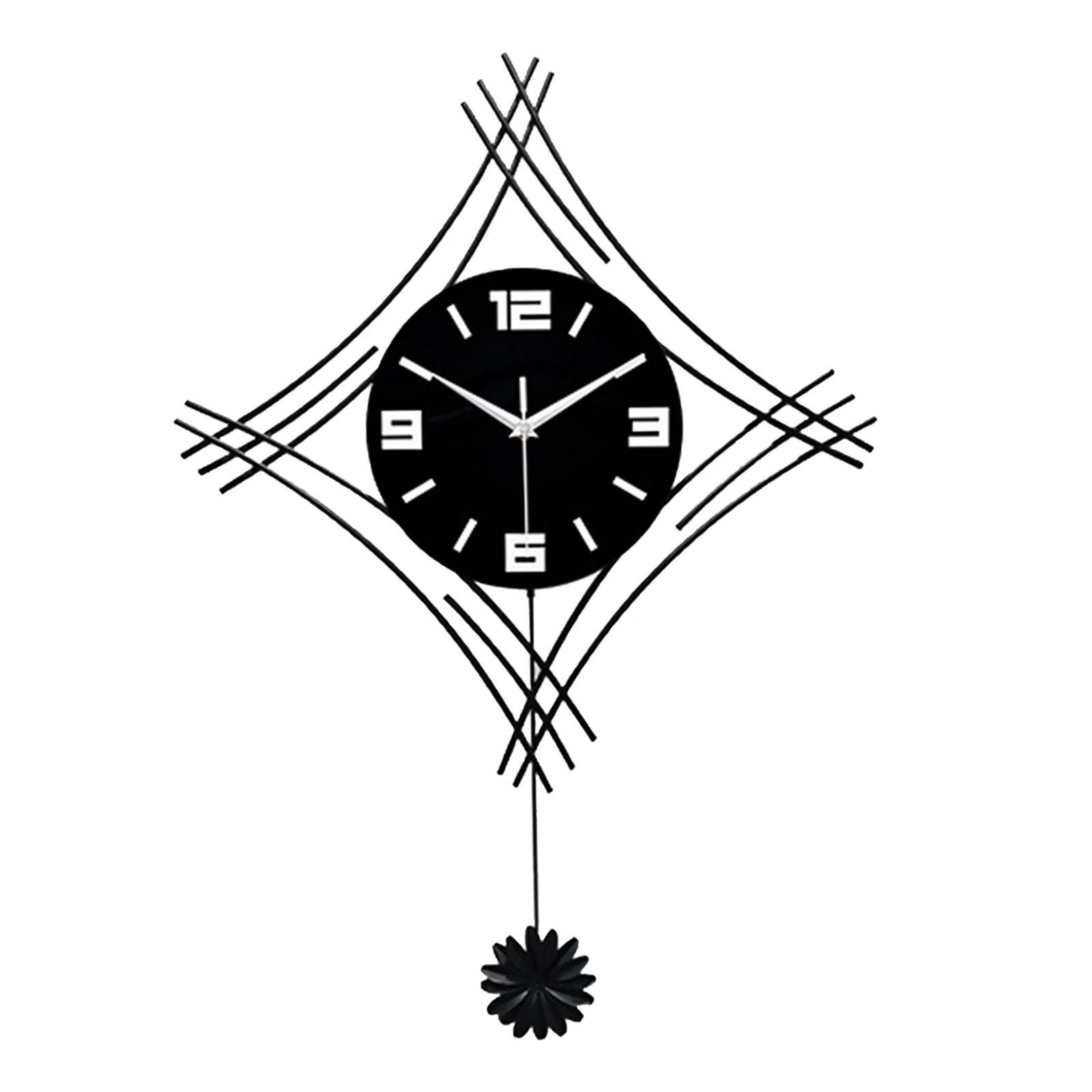 

Elegant Pendulum Wall Clock Large Quartz Mute Hanging Watch Black Living Room