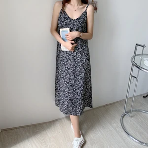 Women's Dress Sleeveless V-neck Sling Long Dresses Womens Loose Floral Maxi Dress Summer Women's Clothing 10 item image
