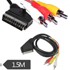 21Pin Scart адаптер AV черный на 3 RCA Phono Composite S-Video с переключателем Inout адаптер Scart AV Scart на тройной RCA 3 X Phono