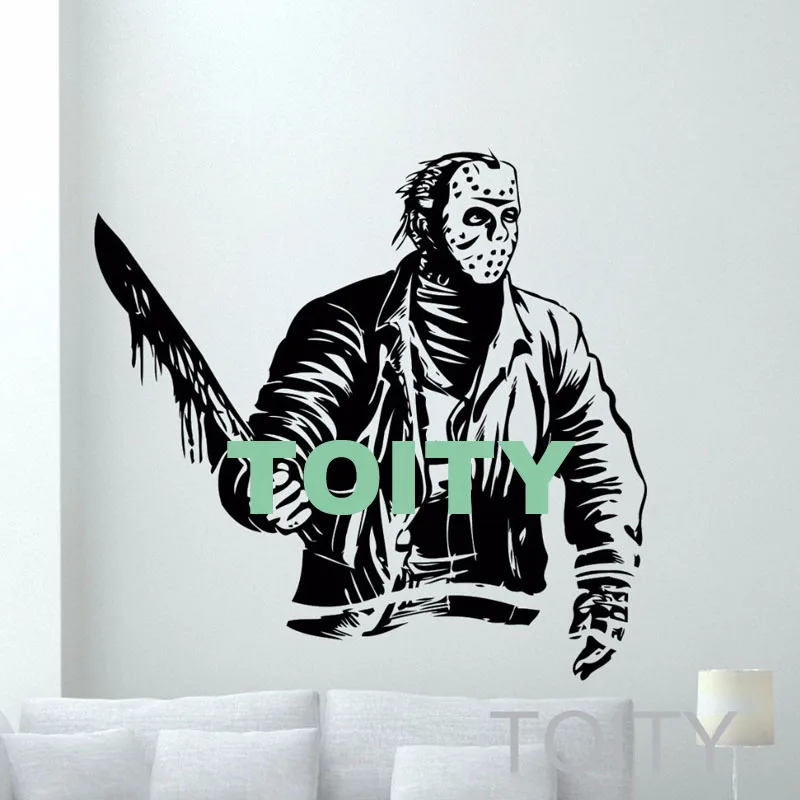 Freddy Krueger стикер на стену Jason Voorhees виниловая наклейка Майкл Майерс Leatherface Hellraiser Pinhead фильм ужасов маньяки плакат