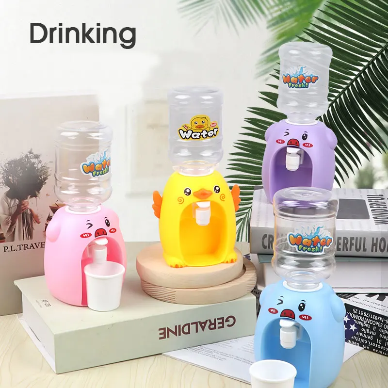 

Mini Water Dispenser for Children Kids Gift Cute Cold/Warm Water Juice Milk Drinking Fountain Simulation Cartoon Pig Kitchen Toy