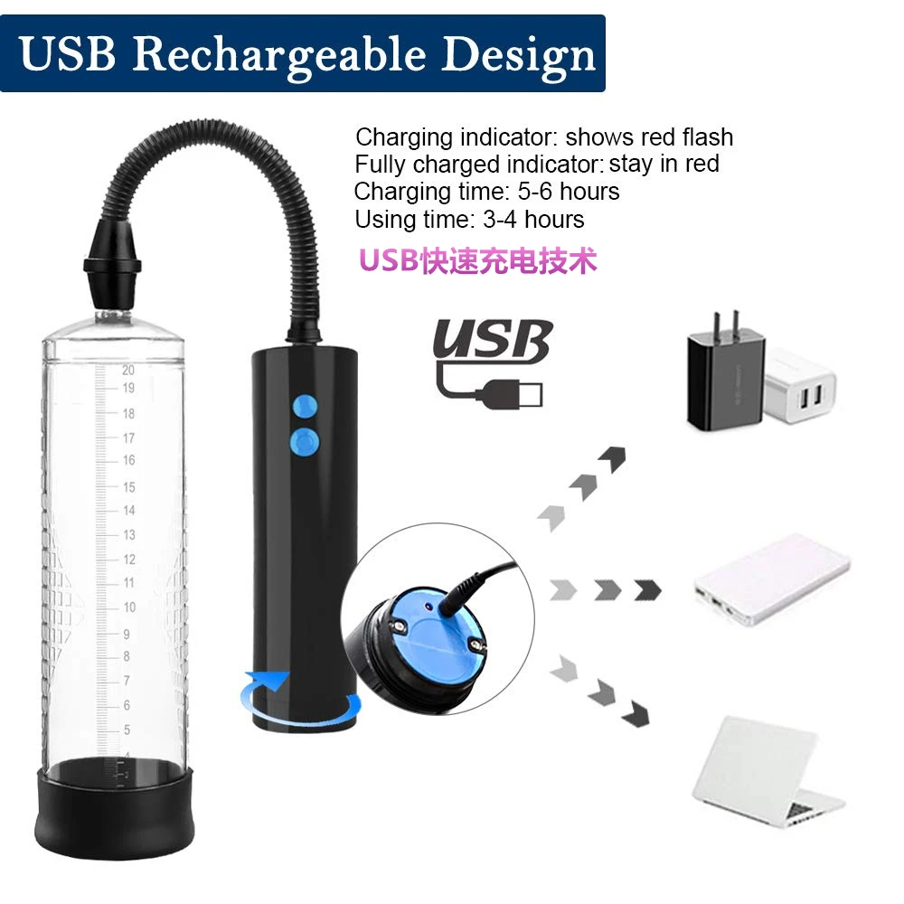 Электрический насос для пениса USB Перезаряжаемый автоматический вакуумный