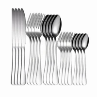 stainless steel cutlery set forks spoons knives set tableware dinnerware kitchen dinner set luxury mirror silverware flatware