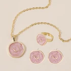 Комплект ювелирных украшений Lost Lady из эмали, колье и сережки в форме Луны и звезды, металлическая молния, в форме сердца, для женщин