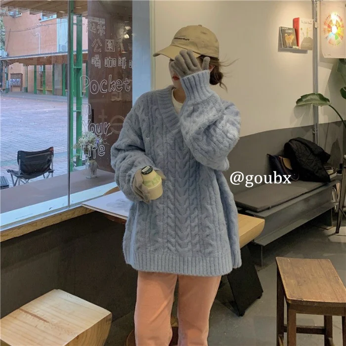 

Осень 2021, зимний свитер, женские топы, вязаный пуловер, женская мягкая теплая толстая верхняя одежда