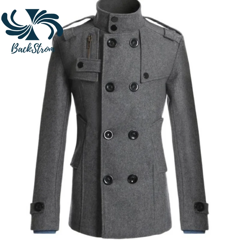 

Backstrom New Men's Woolen Coat Men's Slim Mid-length Woolen Trench Coat