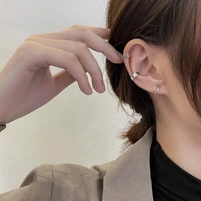 

3Pcs Fashion No Piercing Fake Cartilage Earring Simple Smooth Ear Cuffs Clip Earrings for Women Body Jewelry Gifts