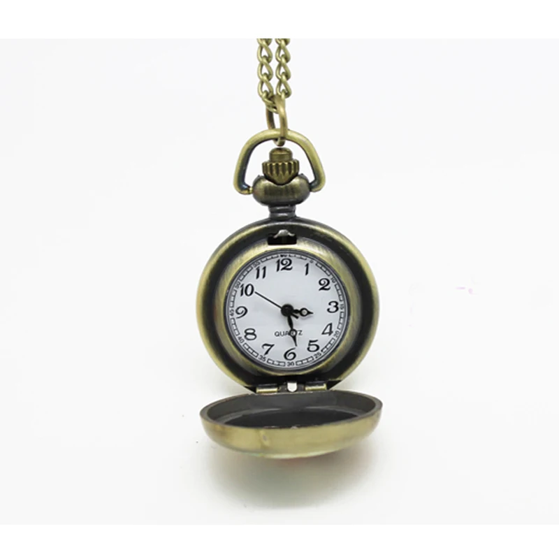 (6036) винтажные серебряные Школьные Ворота эмалированные карманные часы ожерелье