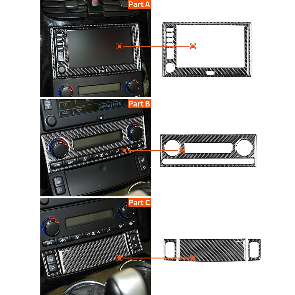 

6 Pieces/Set Of car Decoration Stickers For 2005-2007 Chevrolet Corvette C6 Carbon Fiber Center Console Panel Cover Decoration