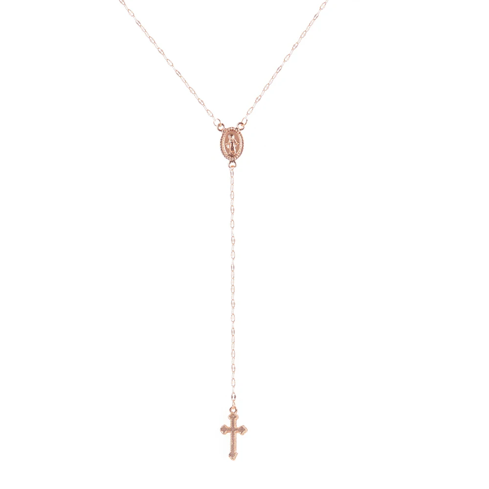 

New Vintage Gold Christian Cross Bohemia Religious Rosary Pendant Necklace for Women Charm Jewelry Gifts