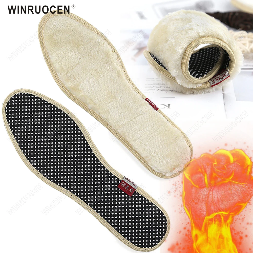 

Winter Thick Warm Fur Plush Insole Bamboo Charcoal Anti-Odor Shoes Pad Warm Fluffy Fleece Wool Replacement Insoles for Shoes