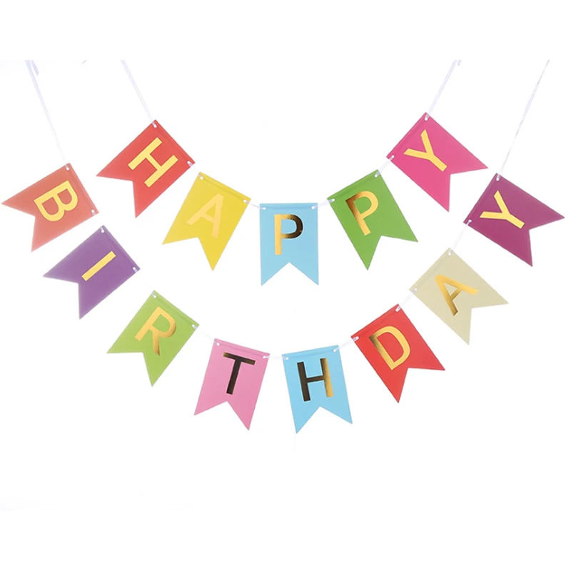 

Happy Birthday Banner Bunting Flag Birthday Party Decoration Kids Decoration Children's Ornament Baby Colorful Girl Boy Garland