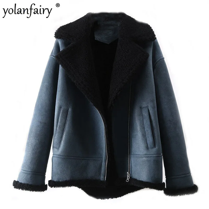 Женская зимняя куртка из натуральной кожи овечьей шерсти мериноса KJ5188|Шубы и