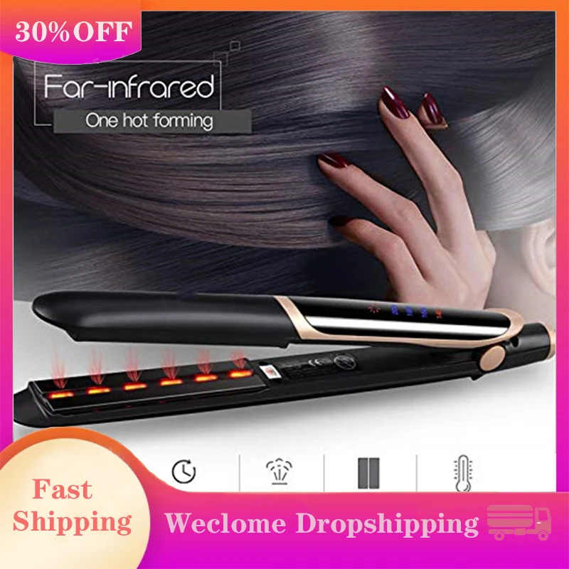 

Professional Infrared Ceramic Hair Straightener 2-in-1 Flat Iron with LCD Display Hair Straightener&Curler for All Styles