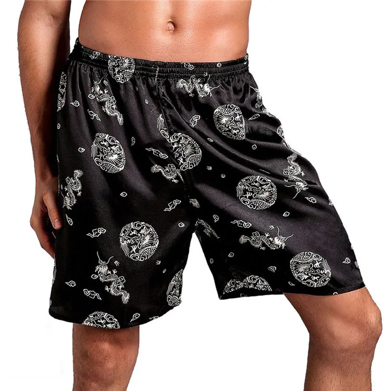 Пижама Мужская атласная с принтом свободная летняя одежда для сна модные шорты