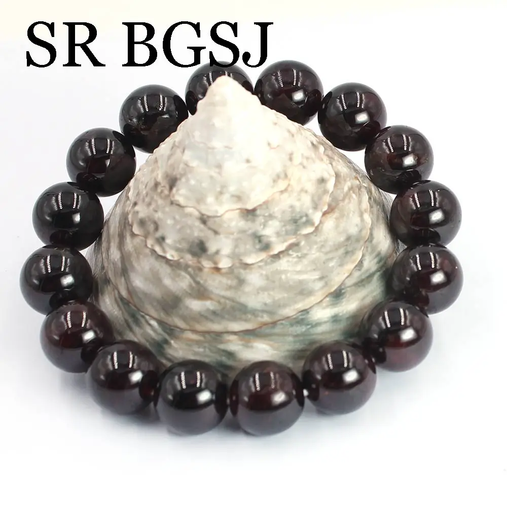 

Free Shipping 13-14mm AA Grade Natural Garnet Gems Adjustable Stretchy Women Jewelry Bracelet 7.5inch