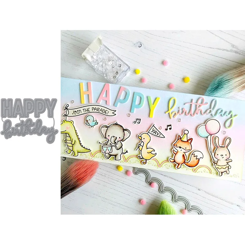 Металлические штампы с надписью Happy Birthday для скрапбукинга и изготовления карт