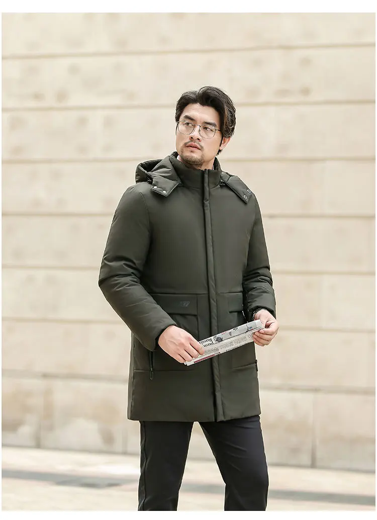 New Winter Down Jacket Male High Quality Waterproof Thick Warm Long Cotton Coat Male Detachable Cap Winter Parkas