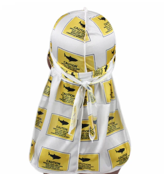 

Unisex Homens De Seda Durag Cautela Risco de Afogamento Durags Bandanas de Seda de Impressao para Homens Headwrap Turbante Chape