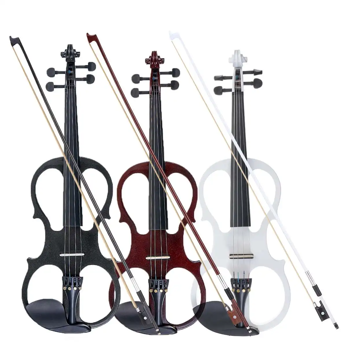 

Полноразмерный двусторонний Электрический Скрипка из липы 4/4, струнный инструмент с чехлом, фитинги, кабель, наушники для начинающих
