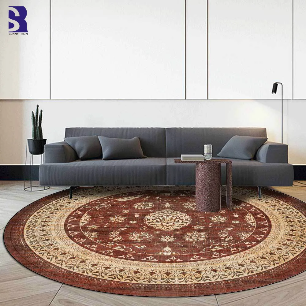 

SunnyRain 1-piece Printed Area Rug for Living Room Bedroom Round Rug Washable