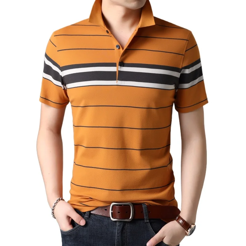 

2021 New Summer Short Sleeve POLO Men Brand High Quality Cotton POLO Shirt Men Fashion Stripe Embroidery Men's Polo