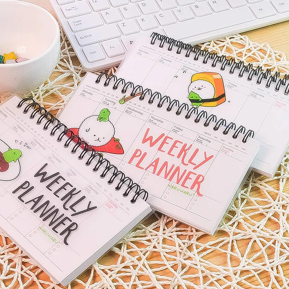 Kawaii прозрачный блокнот с рулоном PP план недели записная книжка 80 листов