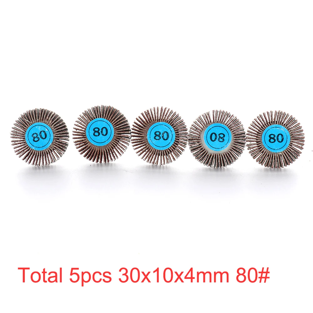 

5pcs Shank Grinding Sandpaper 80 Grit 4mm Flap Wheel Sanding Discs for Rotary Tools
