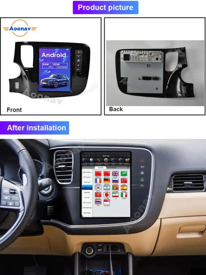

Vertical screen Tesla Style Android 9.0 car gps navigation for Mitsubishi Outlander 2013 2014 2015 2016 2017 Car autoradio Head