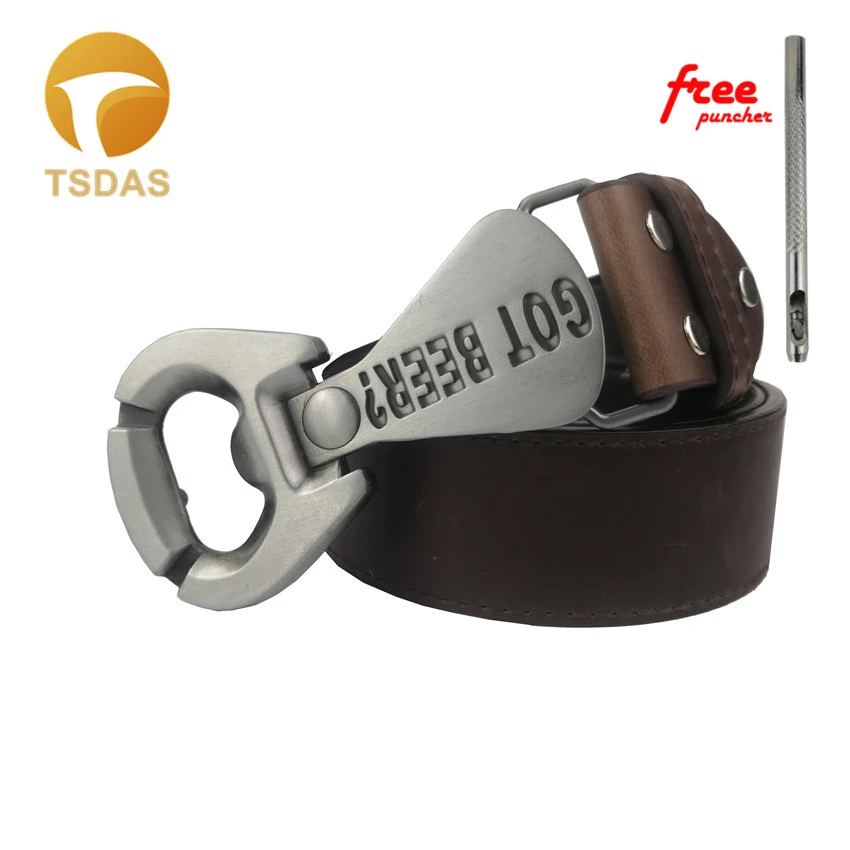 Посеребренная открывалка для бутылок с ремнем пива пряжка кожаным новогодних