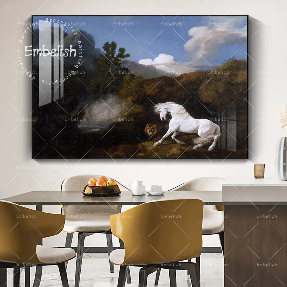 

1 Pieces Vintage Wine Horse And Lion On Forest Wild Animals Wall Pictures Modern Home Decor HD Canvas Paining For Living Room