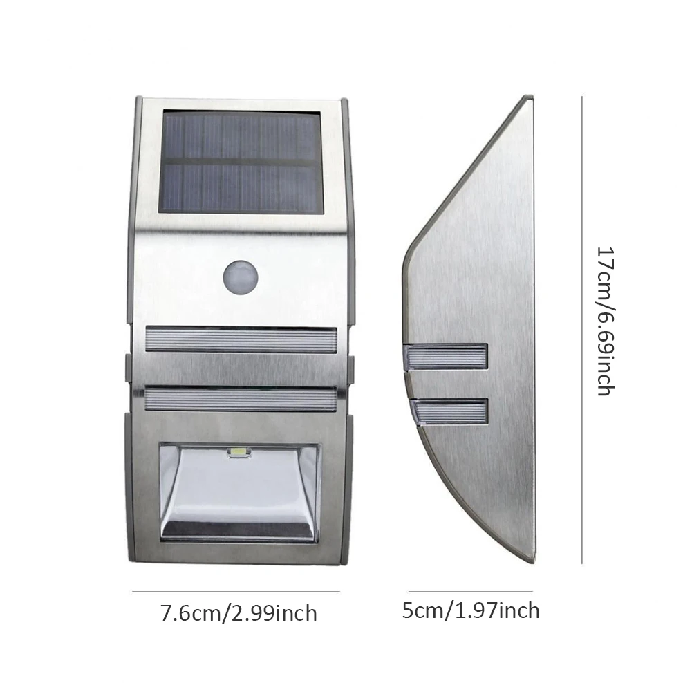 

Stainless Steel Waterproof PIR Motion Sensor LED Solar Light Garden Yard Outdoor Wall Lamp Pathway Outdoor Garden Security