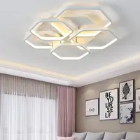 Classical Polygon Led Ceiling Lights For Bedroom Living Room Study Lighting Color Grey Or White Lamp Dimming With Remote Lustre